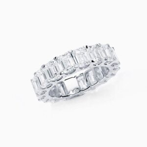 Anillo rivière Emerald+ G en oro 18K con 18 diamantes talla esmeralda