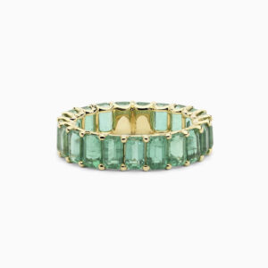Anillo rivière Queen G en oro 18K con esmeraldas de 6,20 quilates en total