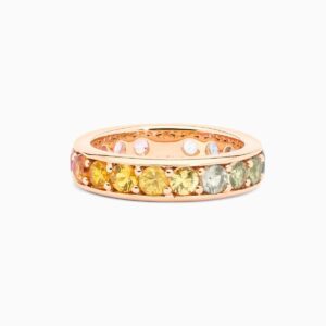Anillo rivière Lola G zafiros multicolor en oro 18K con 19 piedras talla brillante y 3,81 quilates en total