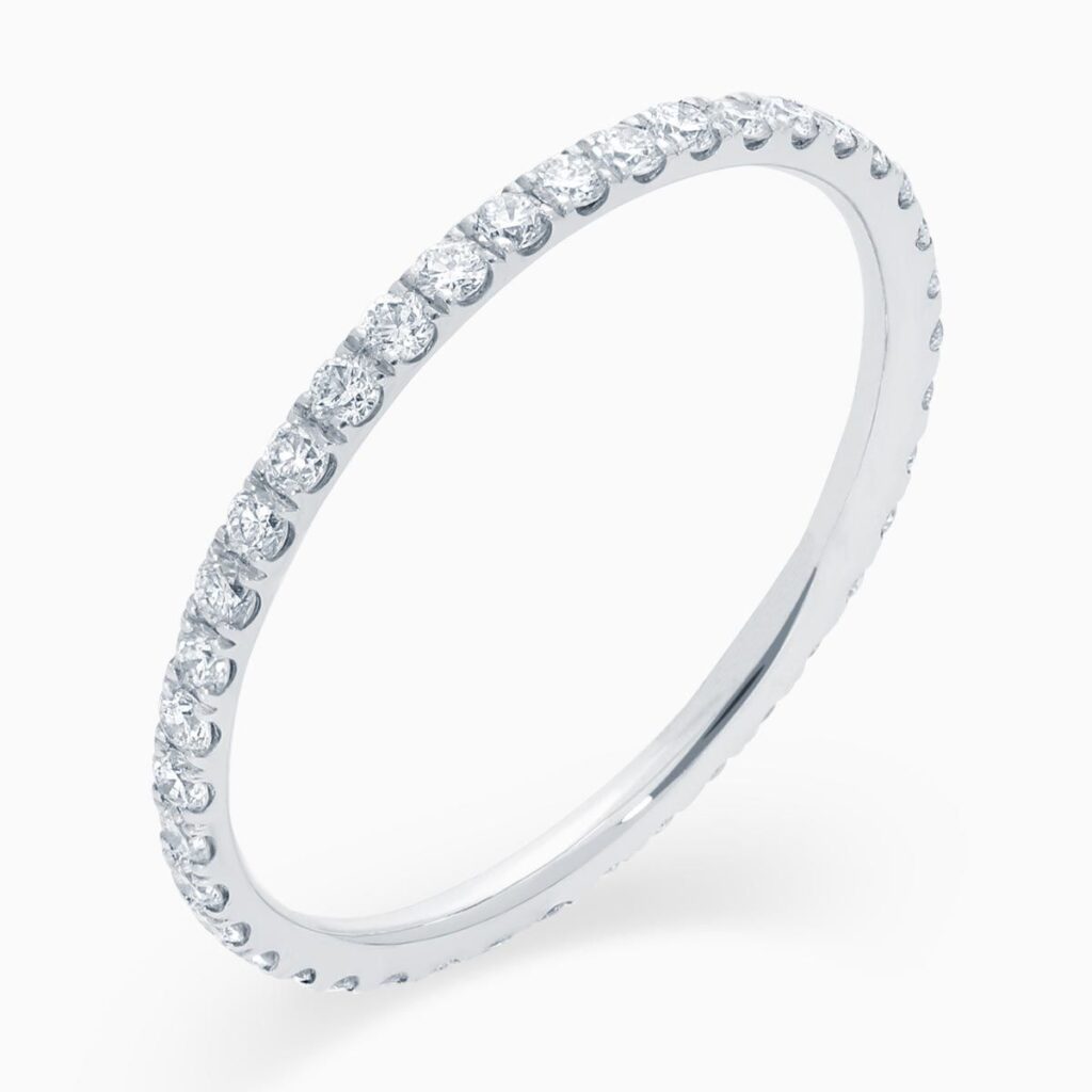 Anillo rivière Celine Thin P en oro 18K con diamantes y diamante interior