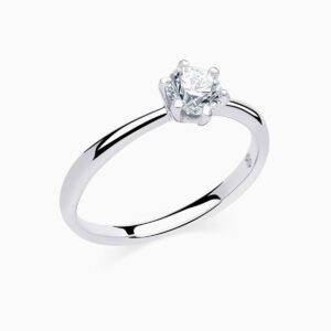 Anillo solitario Rose M en oro 18K con diamante central y diamante interior