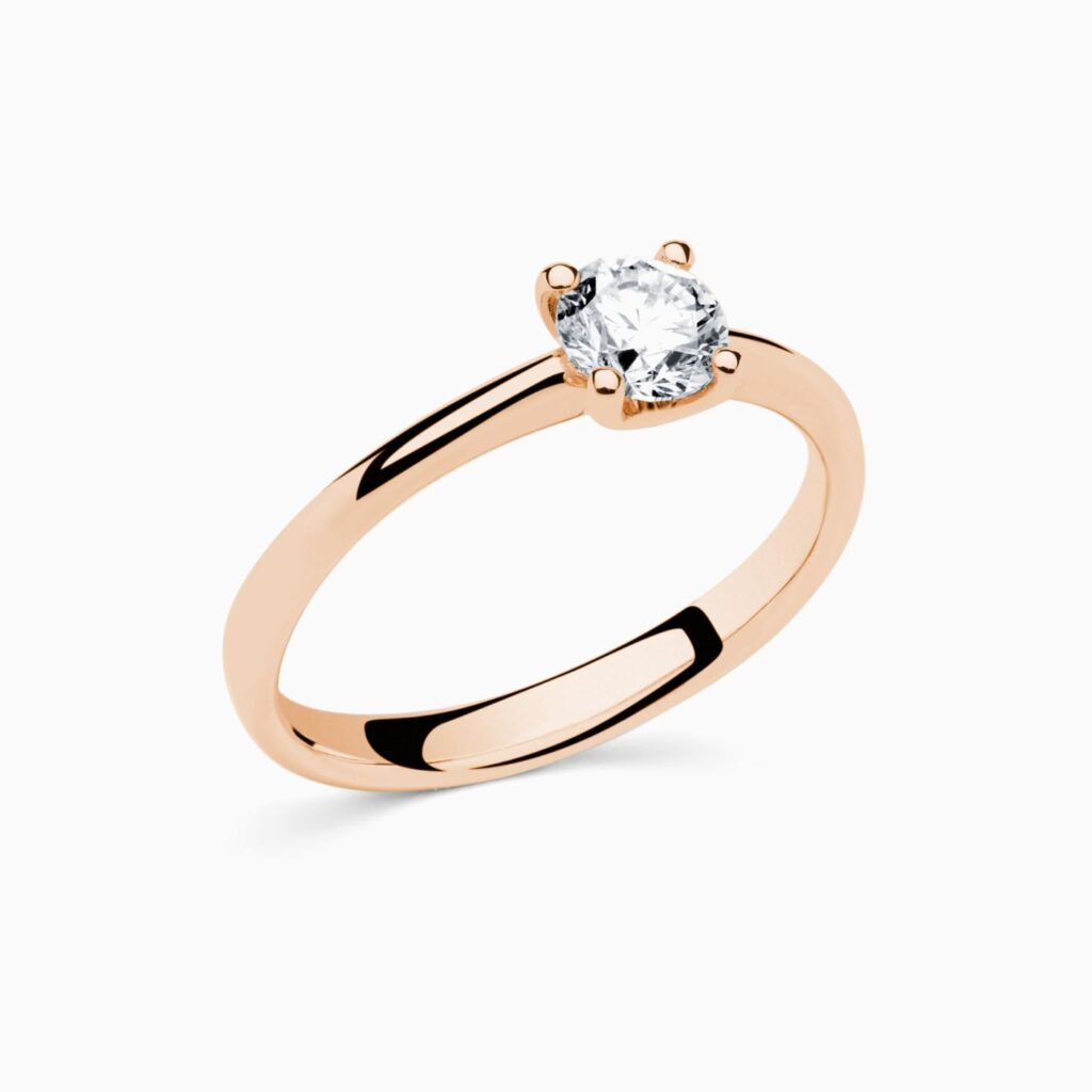 Anillo solitario Fit M en oro 18K con diamante central y diamante interior