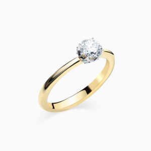 Anillo solitario Stelar M en oro 18K con diamante central y 4 diamantes