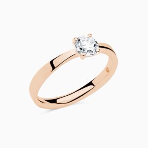 Anillo solitario Harmony Classic M en oro 18K con diamante central y diamante interior