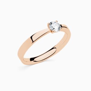Anillo solitario Eva P en oro 18K con diamante central