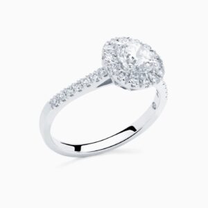 Anillo solitario pavé Brilliant G en oro 18K con diamante central, orla de diamantes y brazo de diamantes